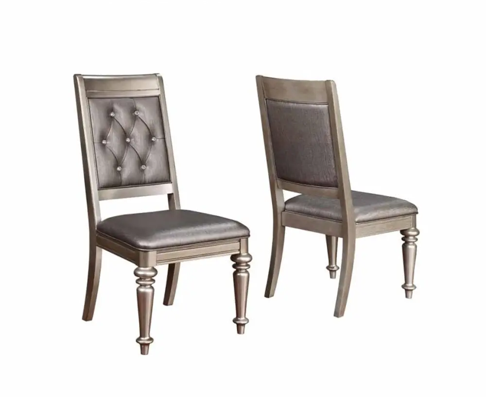 Traditional Metallic Platinum Dining Room Chair (Set of 2) - Bartel-1