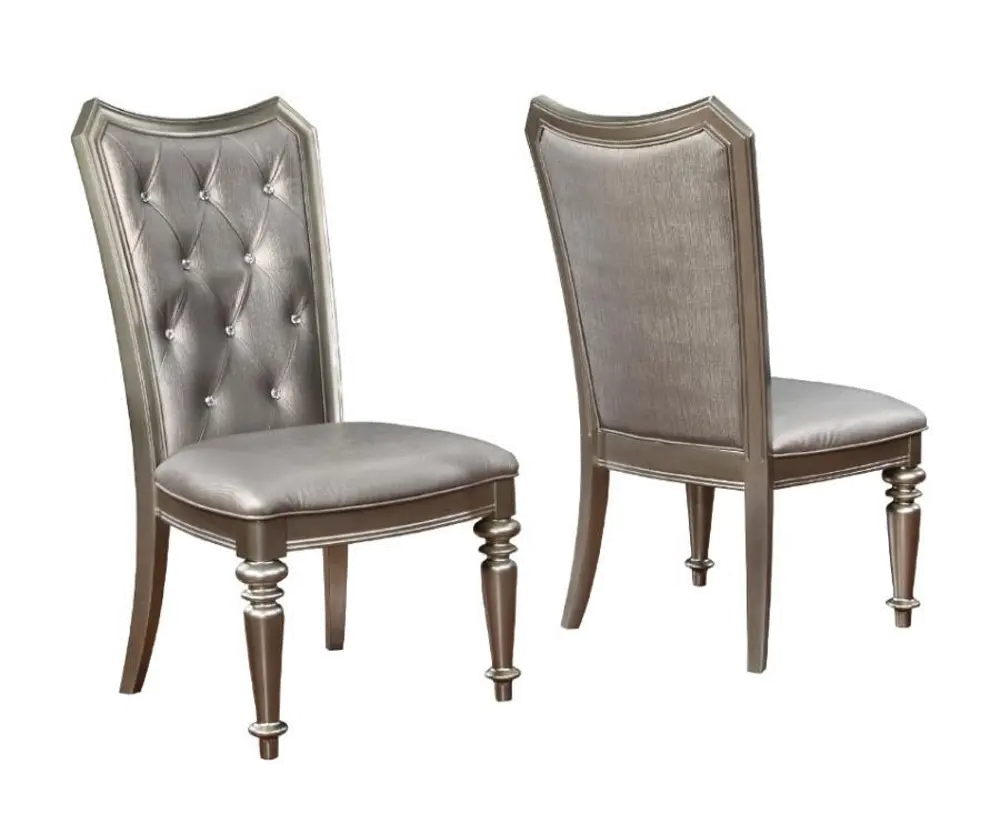Hollywood Glam Platinum Upholstered Dining Chair (Set of 2) - Benett-1