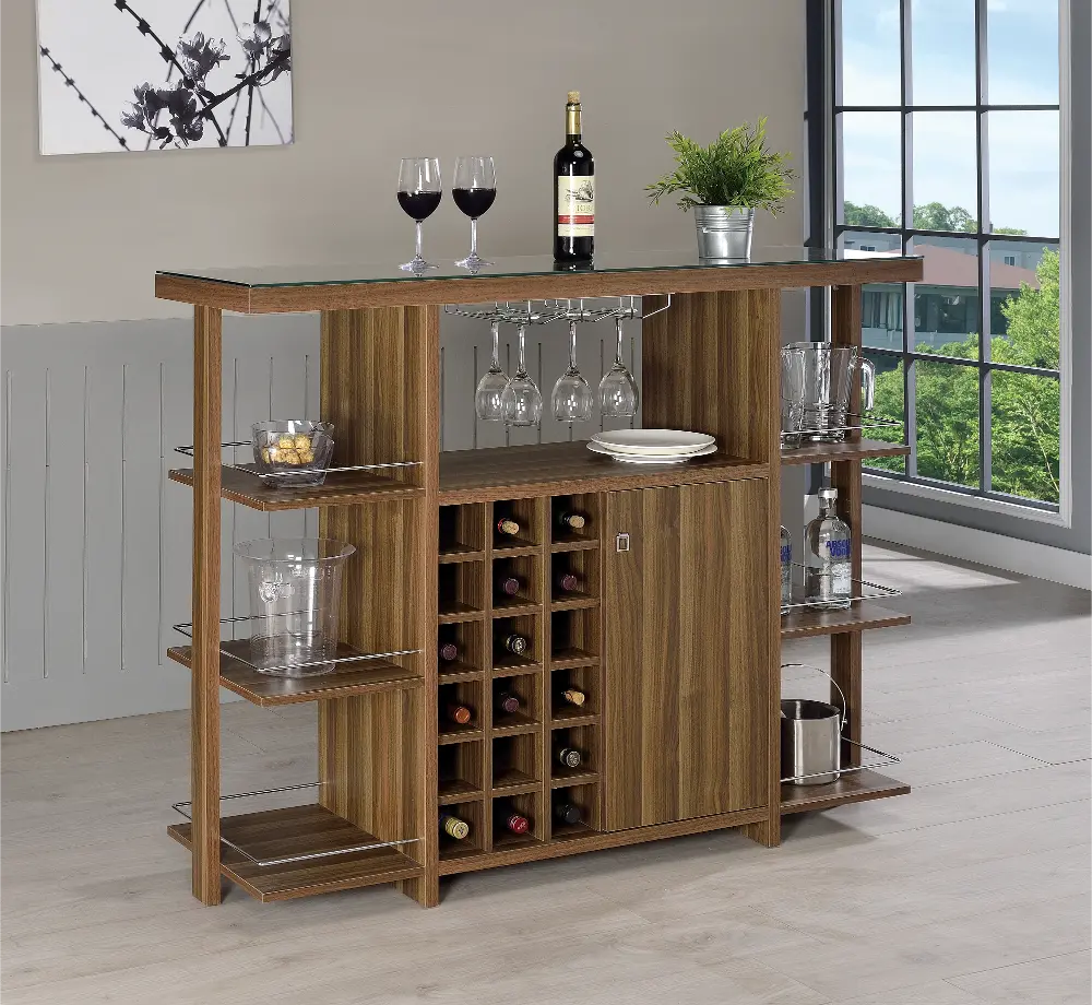 Walnut Transitional Bar Unit - Ambros Collection-1