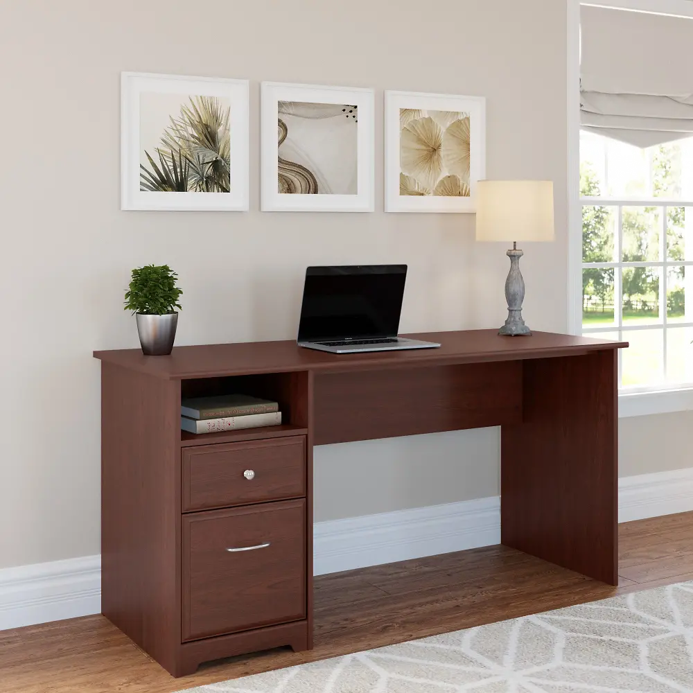WC31460-03 Cabot Harvest Cherry Computer Desk with Drawers - Bush Furniture-1