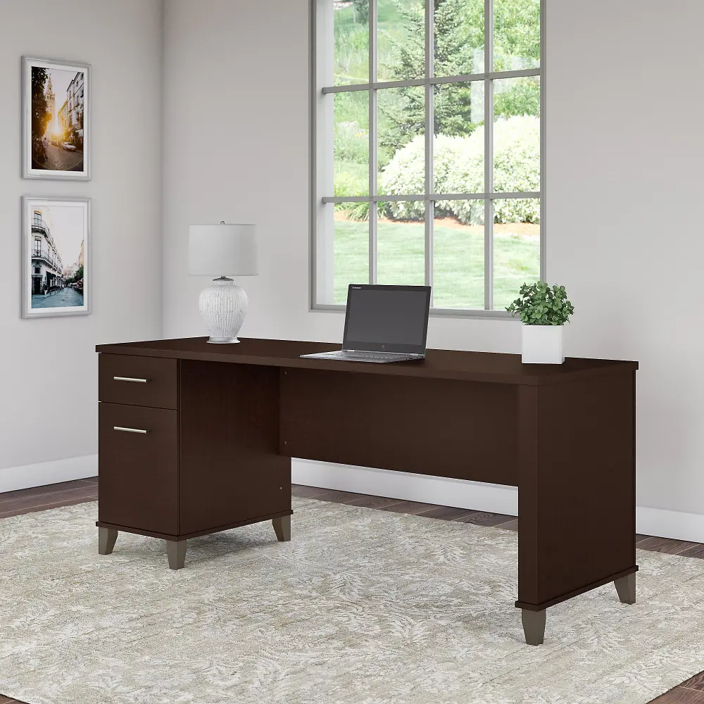 WC81872 Mocha Cherry Office Desk with Drawers - Somerset-1