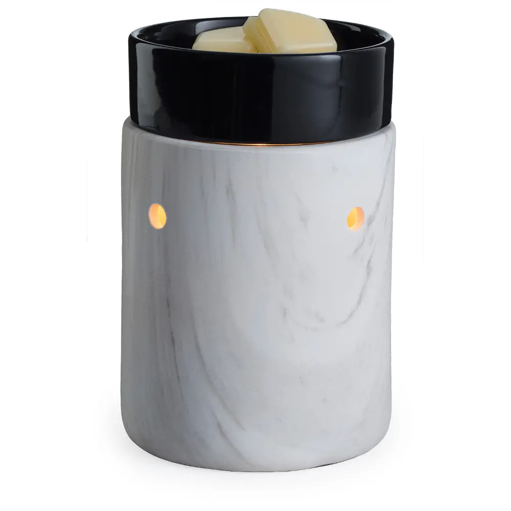 White Faux Marble Illumination Fragrance Warmer - Candle Warmers-1