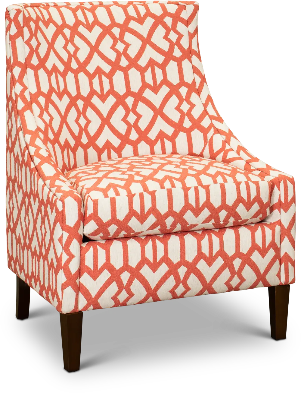 Transitional Coral and Cream Club Accent Chair - Devin-1
