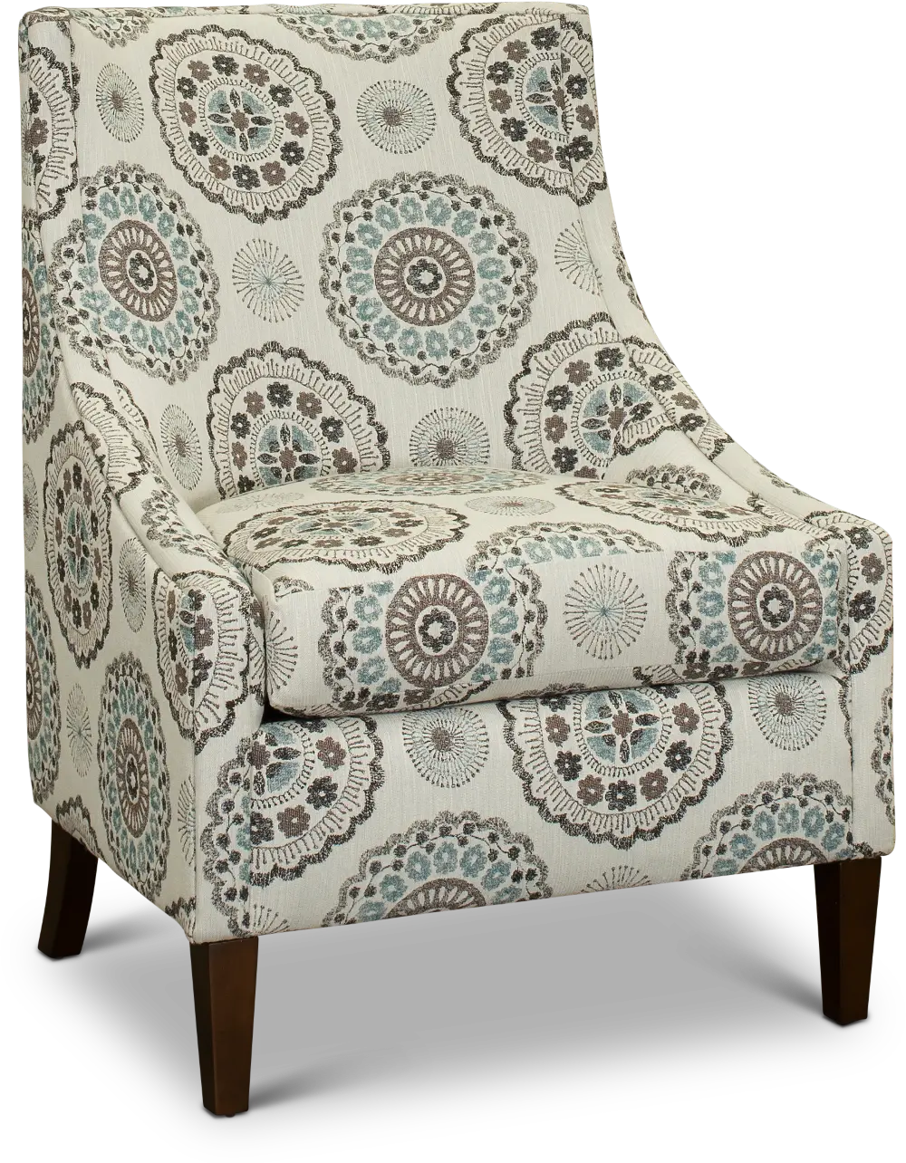 Beige, Brown and Slate Blue Folkart Club Accent Chair - Devin-1