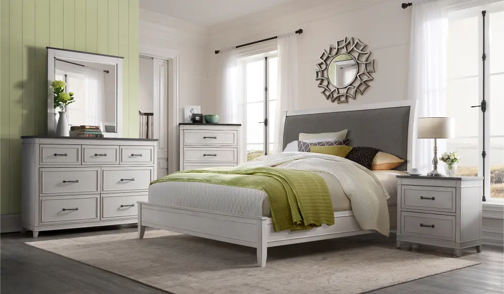 Delmar White and Gray 4 Piece Queen Bedroom Set-1
