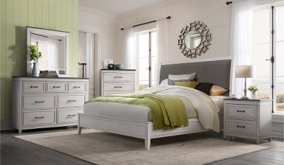 White And Gray 4 Piece King Bedroom Set Delmar Rc Willey Furniture Store