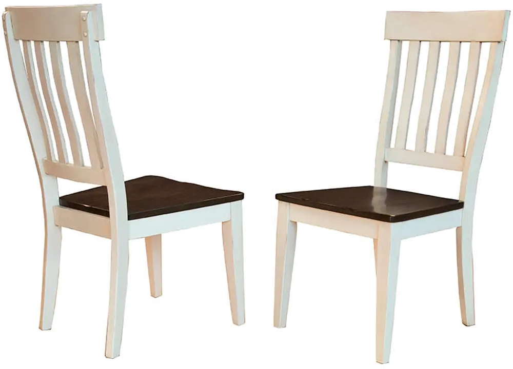 Toluca White and Brown Slat Back Dining Room Chair-1