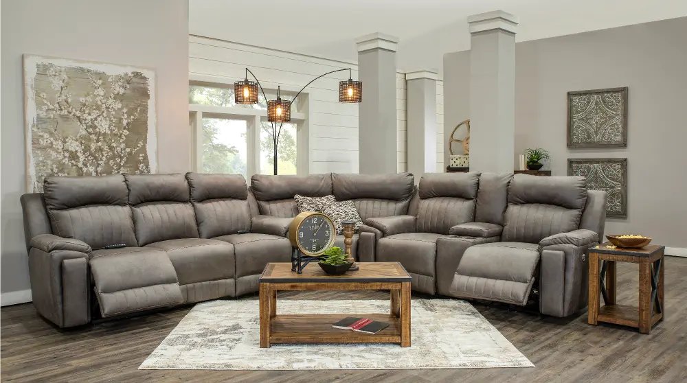 Graphite Gray Standard Power Reclining Sectional Sofa - Silver Screen-1