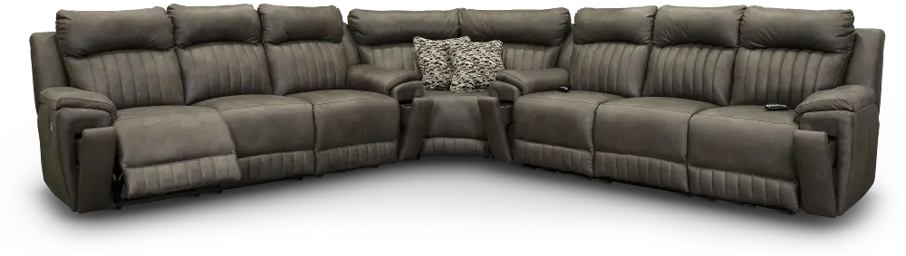 Graphite Gray Power Reclining Sectional Sofa with One SoCozi Sofa - Silver Screen-1