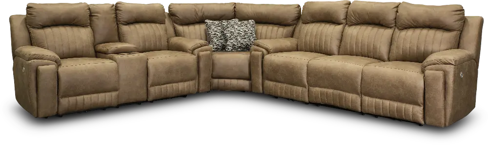 Vintage Taupe Power Reclining Sectional Sofa with SoCozi Loveseat - Silver Screen-1