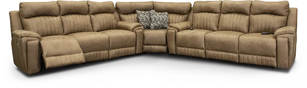 Vintage Taupe Power Reclining Sectional Sofa with One SoCozi Sofa - Silver Screen-1