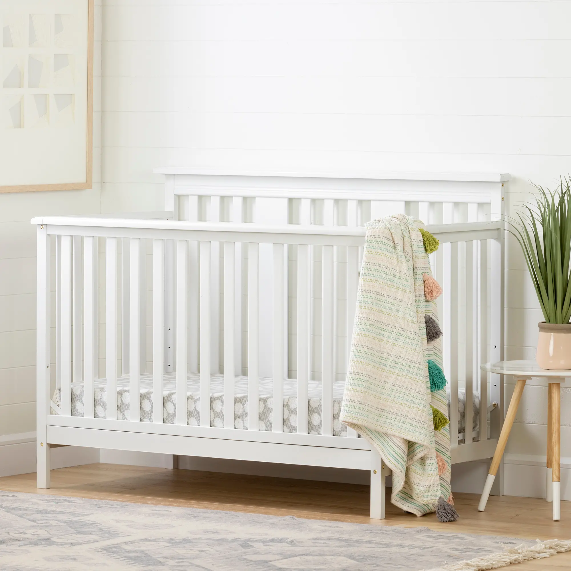 Cotton Candy White Crib with Toddler Rail - South Shore