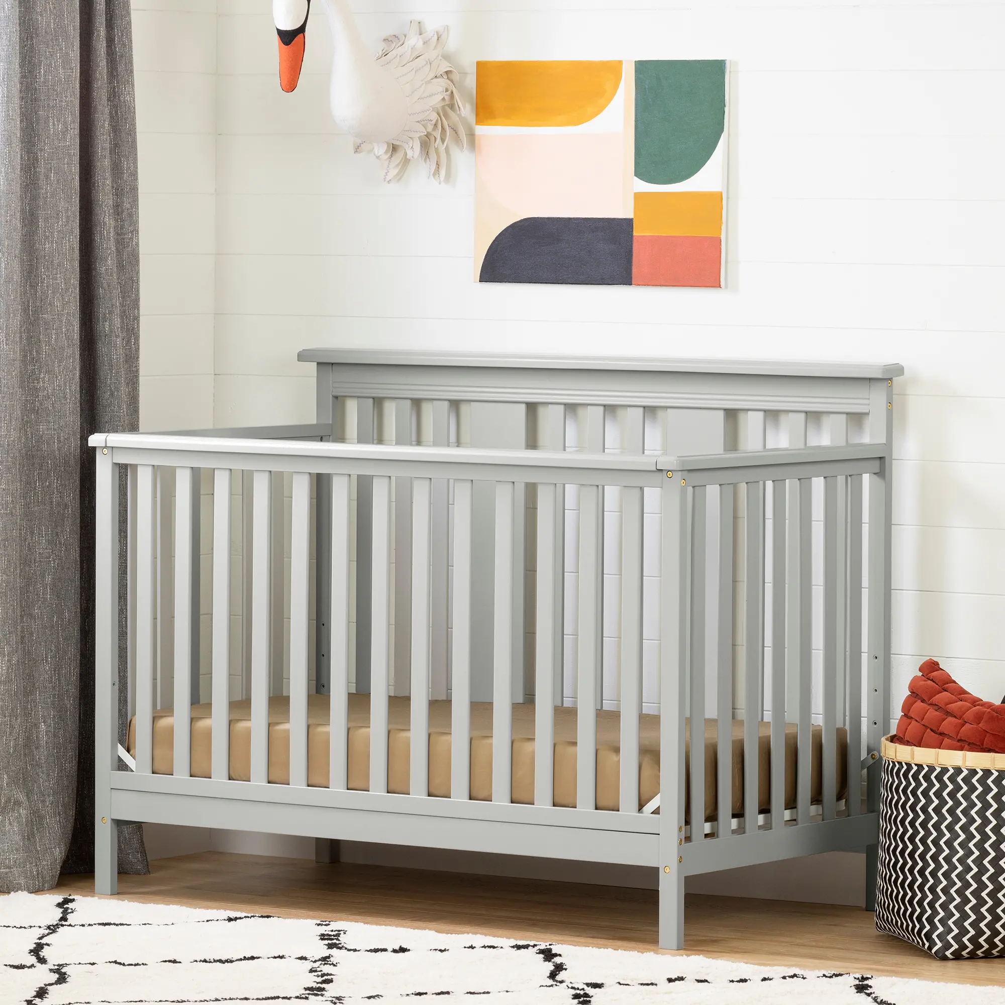 11851 Cotton Candy Gray Crib with Toddler Rail - South S sku 11851