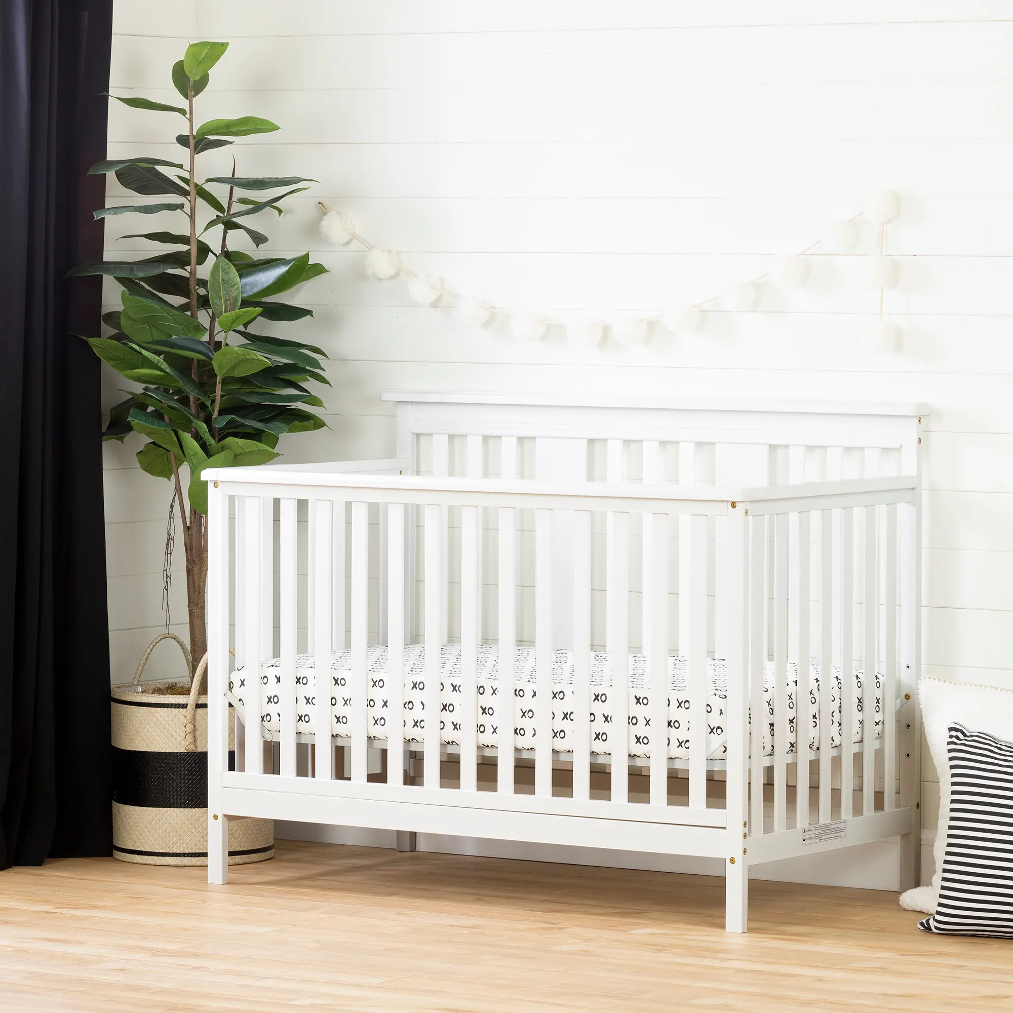 Little Smileys White Crib with Toddler Rail - South Shore