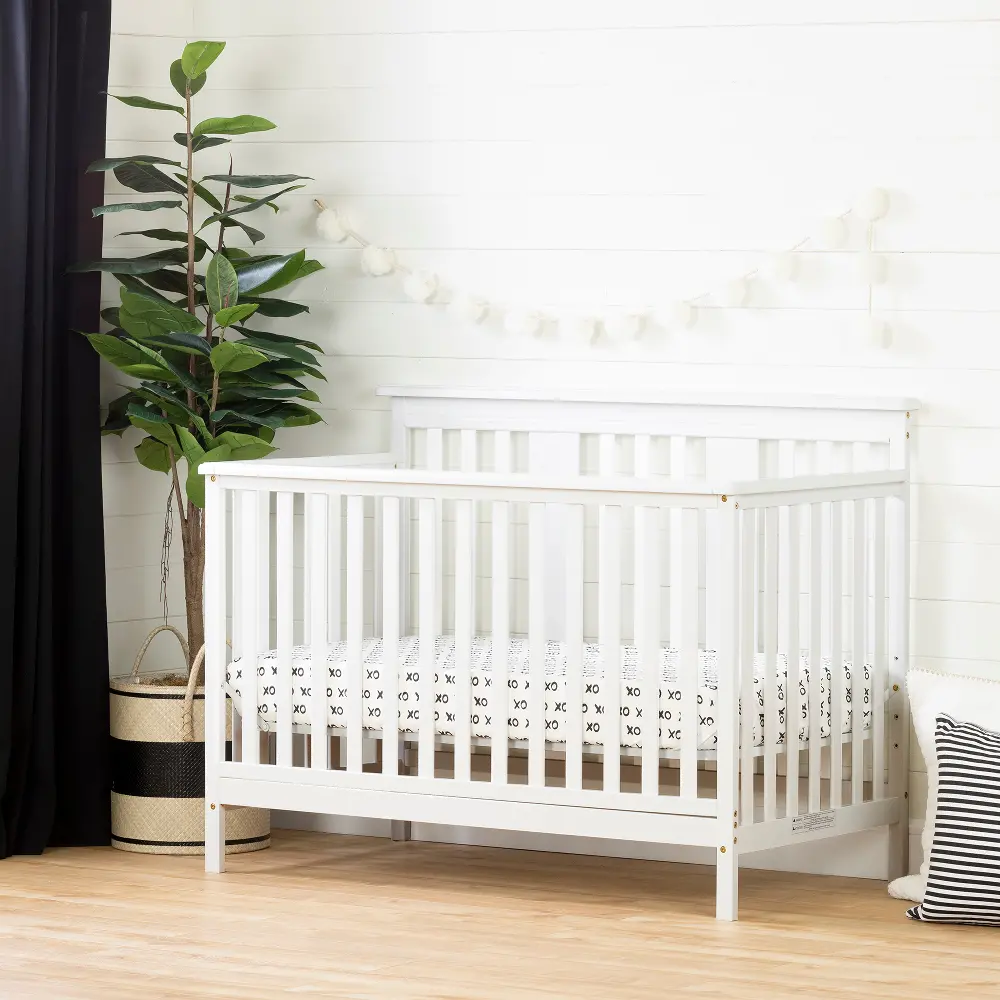 11875 Little Smileys White Crib with Toddler Rail - South Shore-1