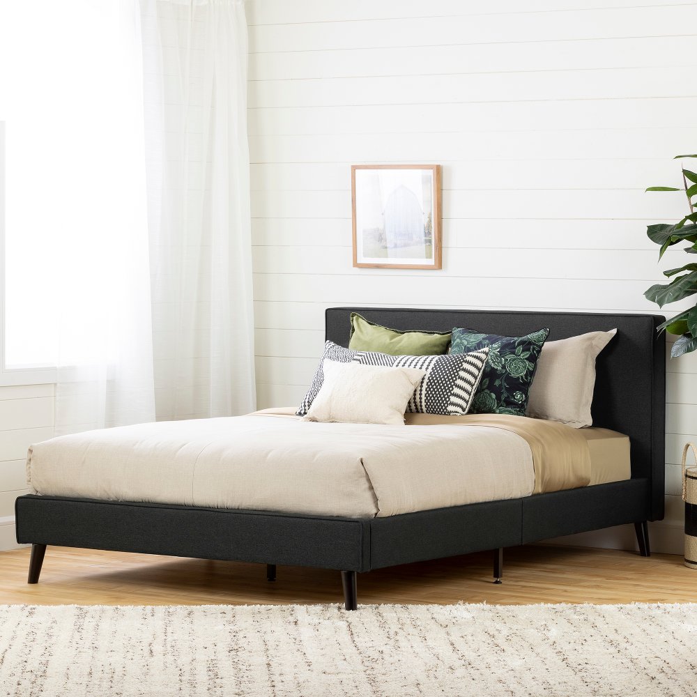 Gravity Charcoal Gray Queen Upholstered Platform Bed - South Shore