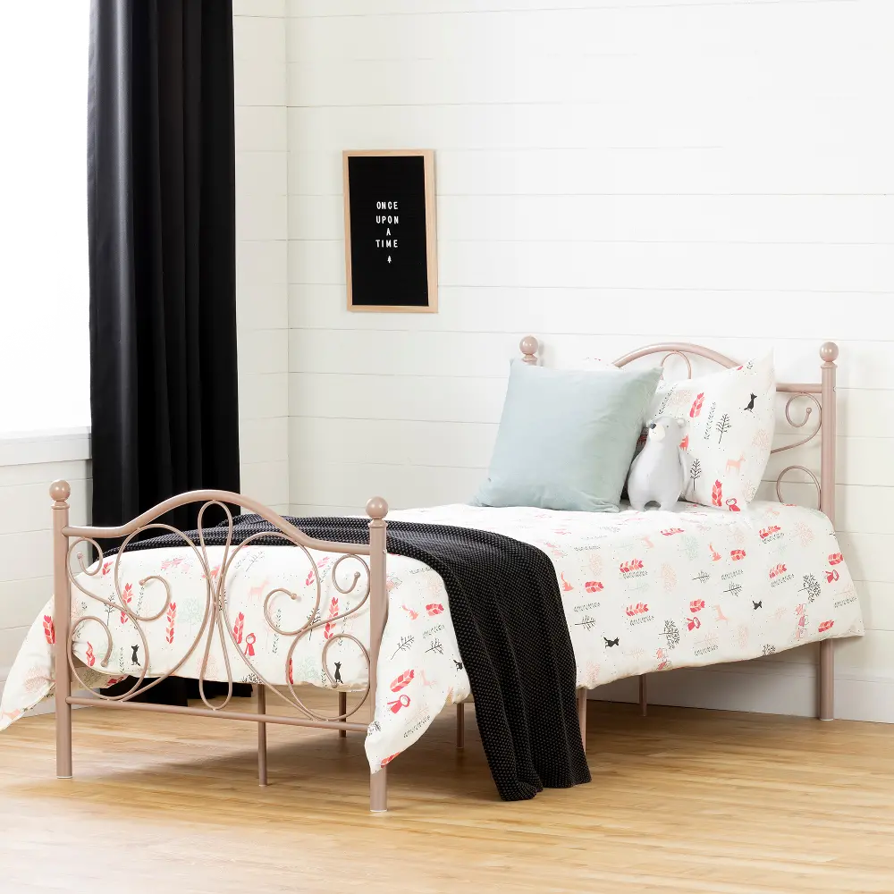 12158 Traditional Pink Twin Metal Bed - Summer Breeze-1