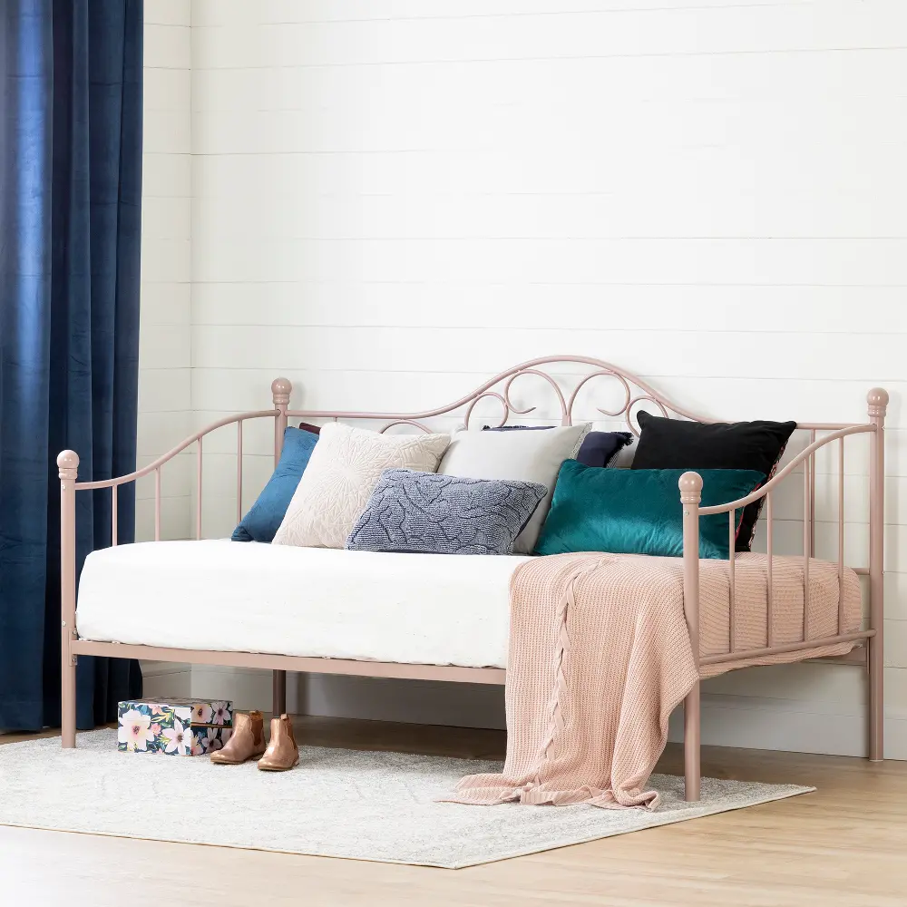 12166 Savannah Pink Twin Metal Daybed-2