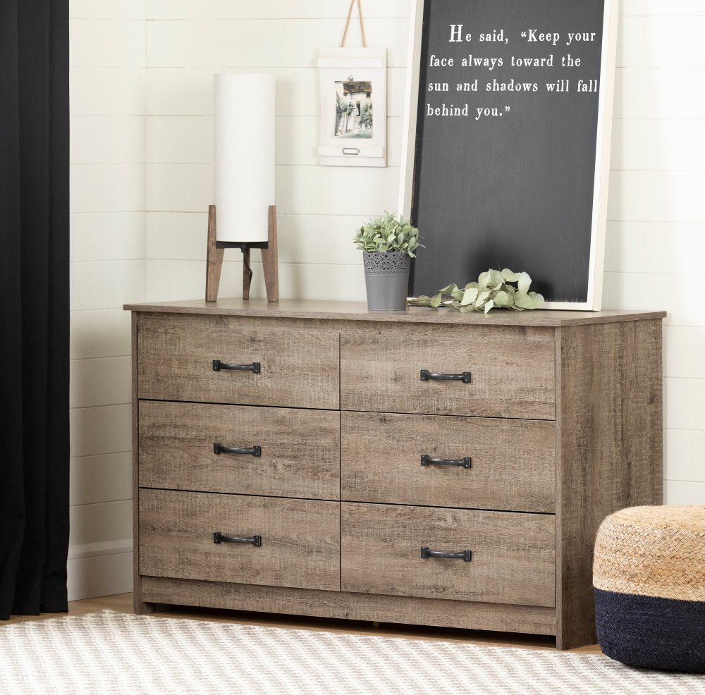 Photos - Dresser / Chests of Drawers South Shore Tassio Farmhouse Weathered Oak Dresser - South Shore 12231