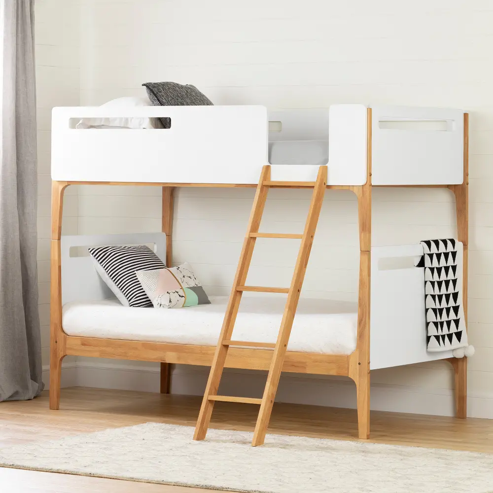 12244 Modern White Twin over Twin Bunk Bed - Bebble-1