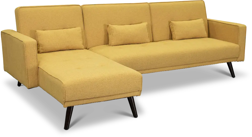 Jenna Mustard Yellow Convertible Sectional Sofa Bed with Chaise-1