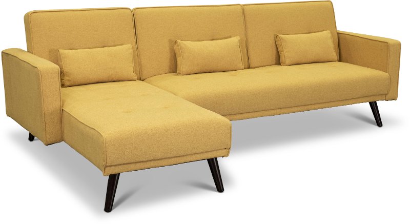 Madrid Mustard Yellow Convertible, Mustard Yellow Leather Sectional Sofa