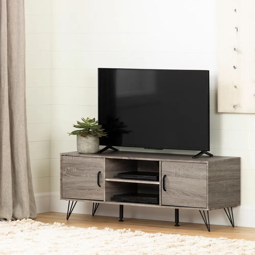 12118 Evane 47 inch Oak Caramel TV Stand with Doors - South Shore-1