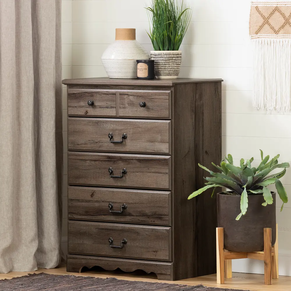 11919 Classic Country Oak Brown Chest of Drawers - Prairie-1