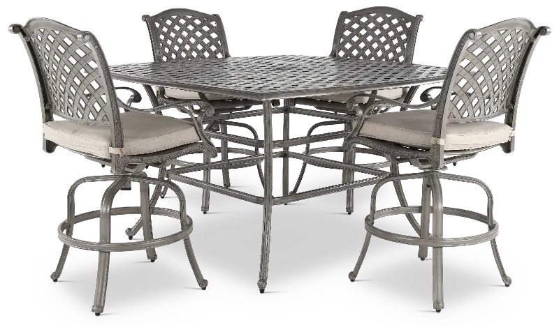 Macan Gray and Beige 5 Piece Counter Height Patio Dining Set