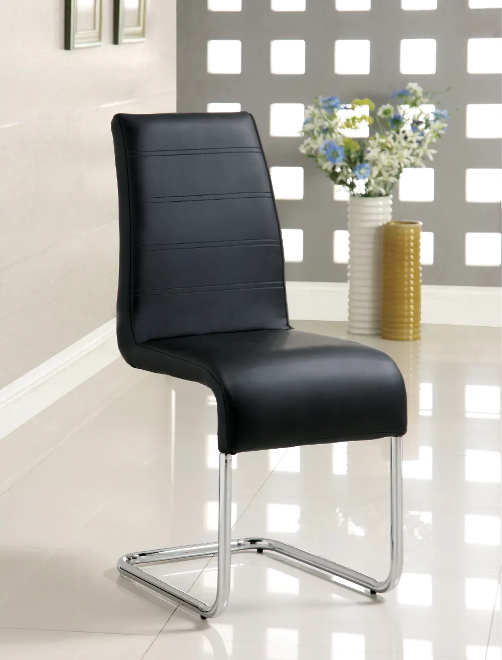 Modern Black and Chrome Dining Room Chair - Mauna-1