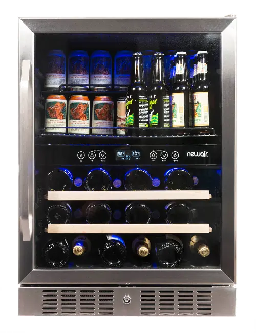 NewAir Two Drawer Indoor Outdoor Mini Fridge - 20 Bottles + 80 Cans,  Stainless Steel