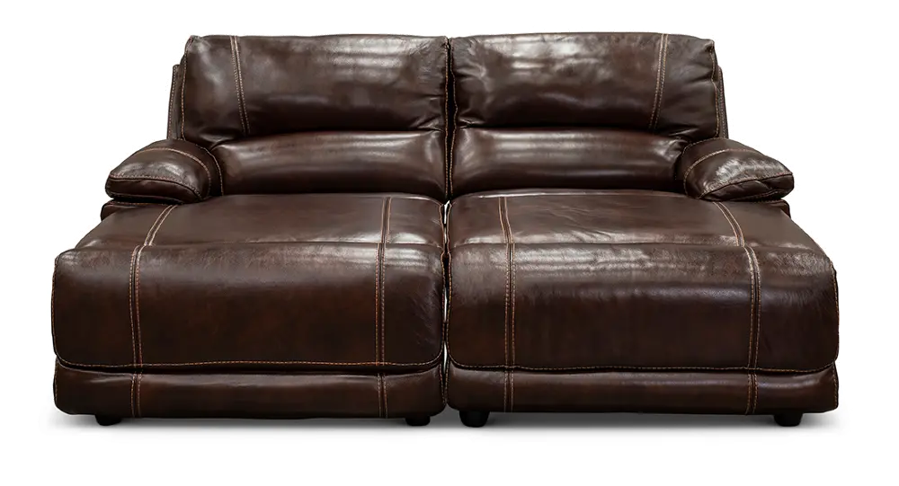 Burgundy Leather-Match Reclining Double Chaise Sofa - Brant-1