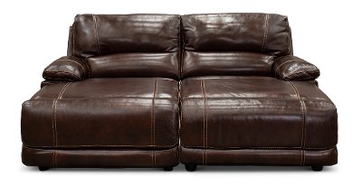 Burgundy Leather Match Reclining Double Chaise Sofa With Console Brant