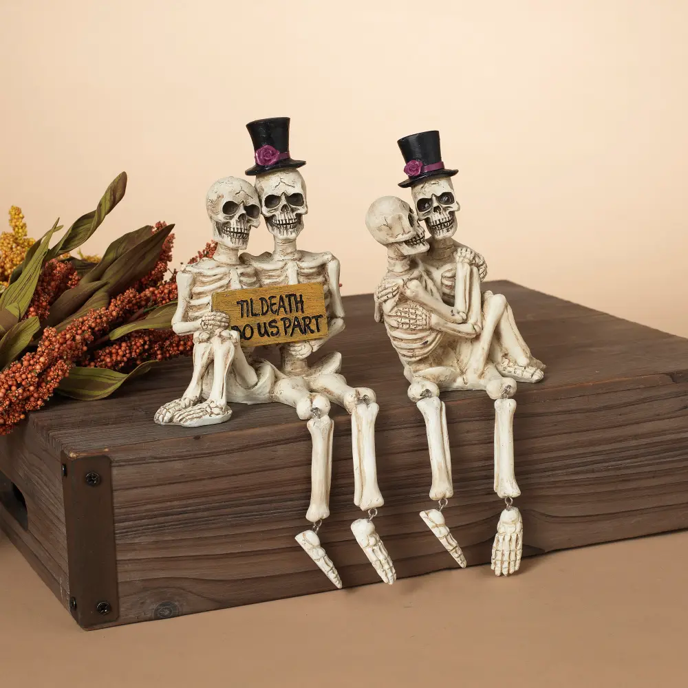Assorted Resin Skeleton Couple Shelf Sitter-1