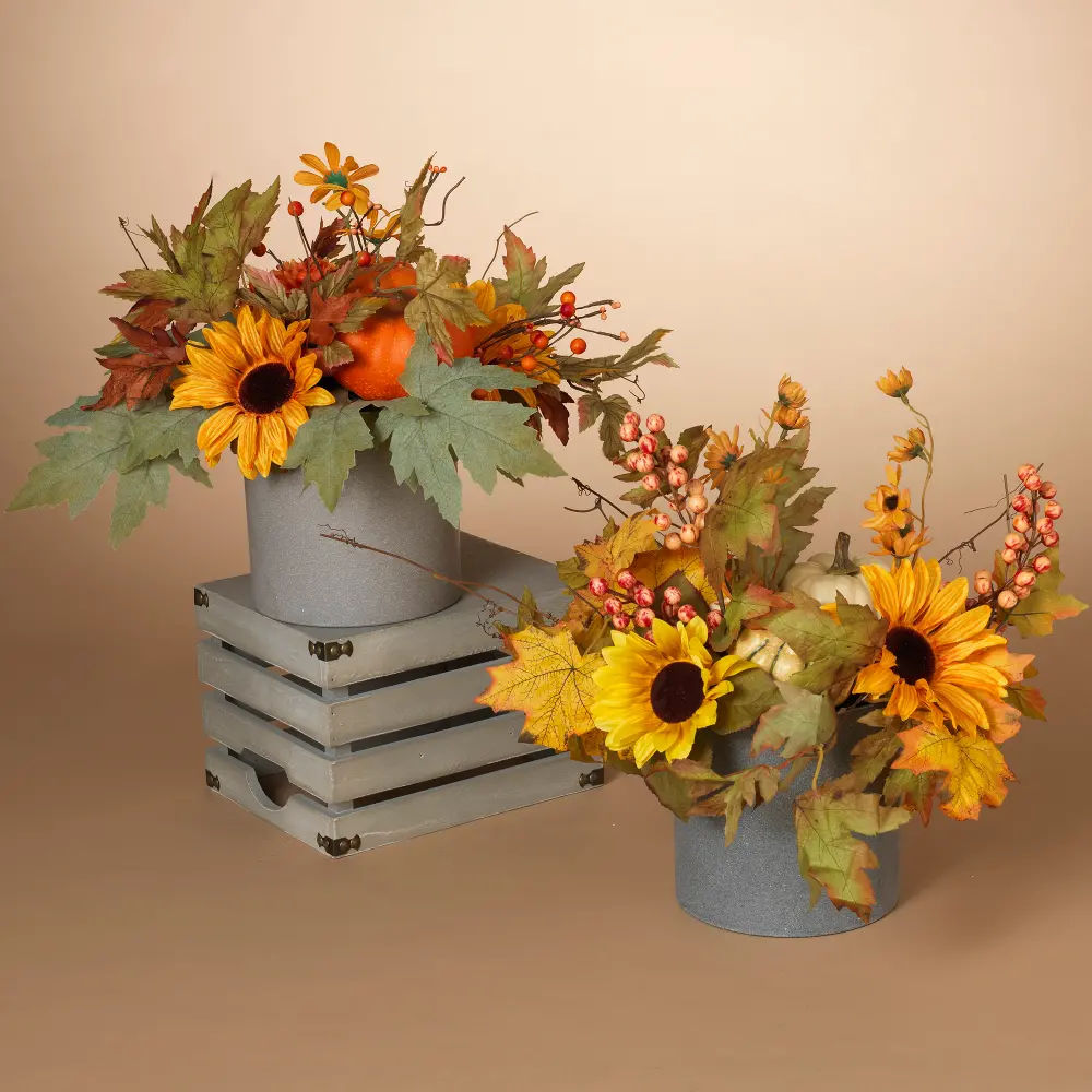Assorted Harvest Floral with Pumpkin Arrangement in Container-1