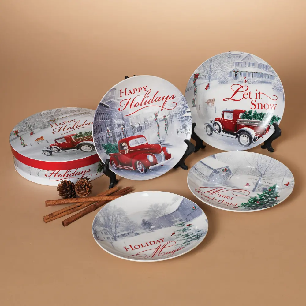 Set of Winter Holiday Plates in Gift Box-1