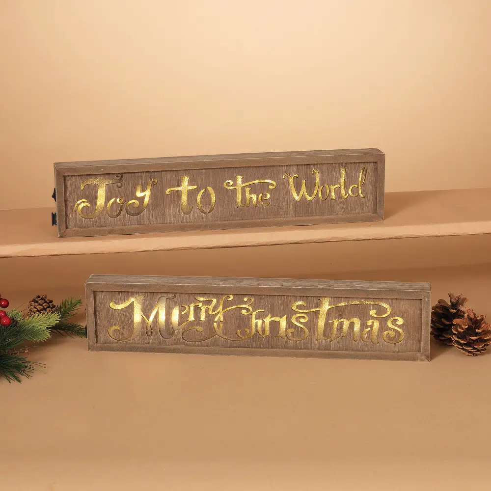 Assorted Lighted Wooden Holiday Sign-1