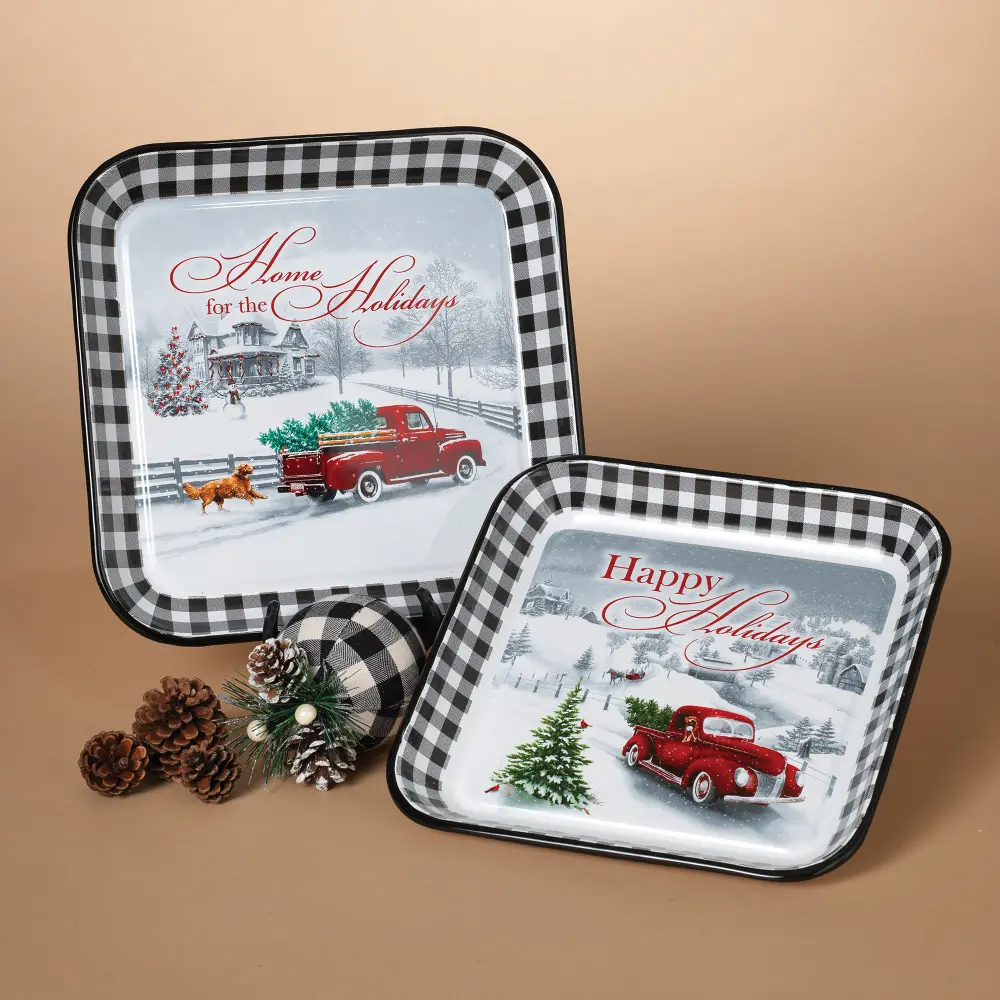 10 Inch Metal Holiday Decorative Tray-1