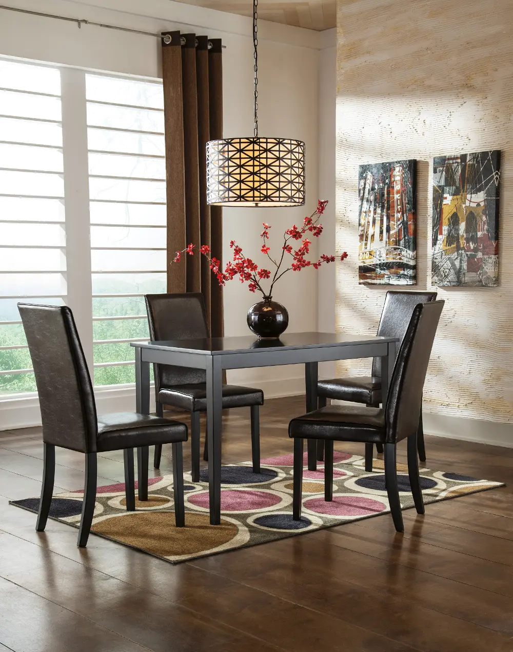 Transitional Brown and Black 5 Piece Dining Set - Kimonte-1