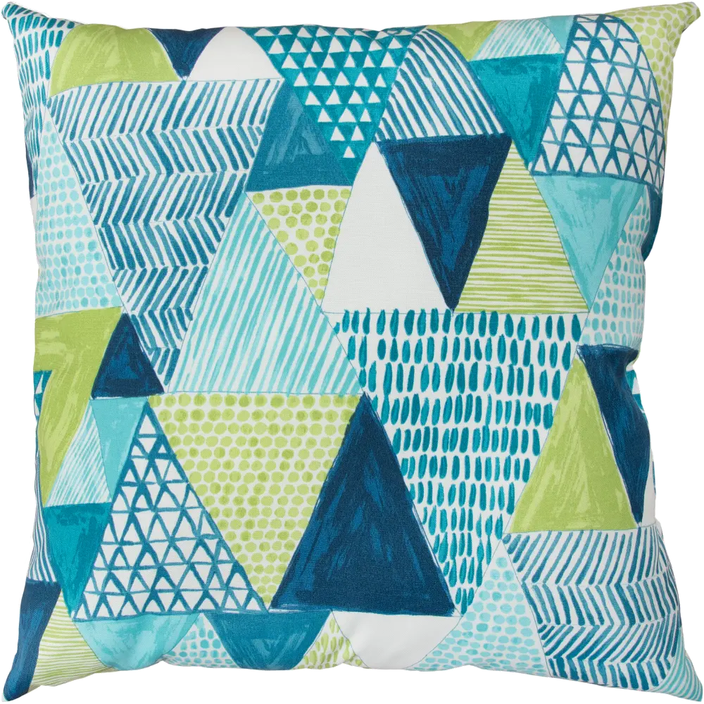 Blue and Green Diamond Indoor-Outdoor Throw Pillow-1