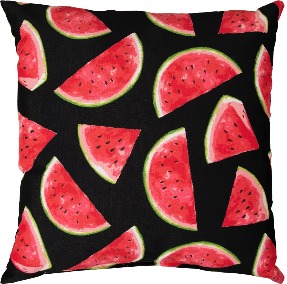 Watermelon Outdoor-Indoor Throw Pillow on Black Background-1