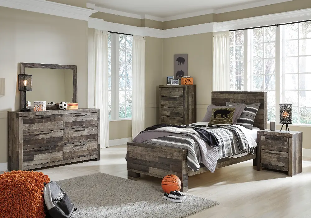Modern Rustic 4 Piece Twin Bedroom Set - Broadmore-1