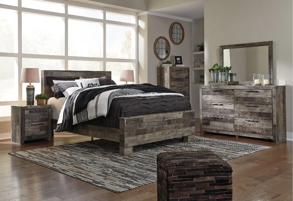 Modern Rustic 4 Piece Full Bedroom Set - Broadmore-1