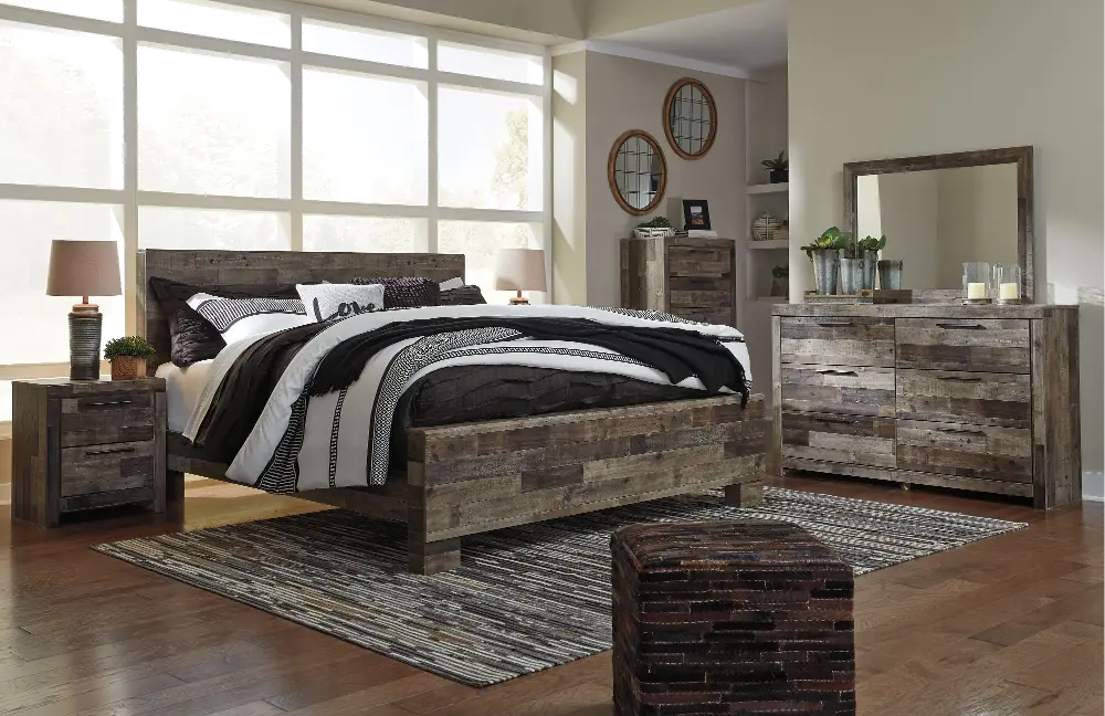 Modern Rustic 4 Piece King Bedroom Set - Broadmore-1