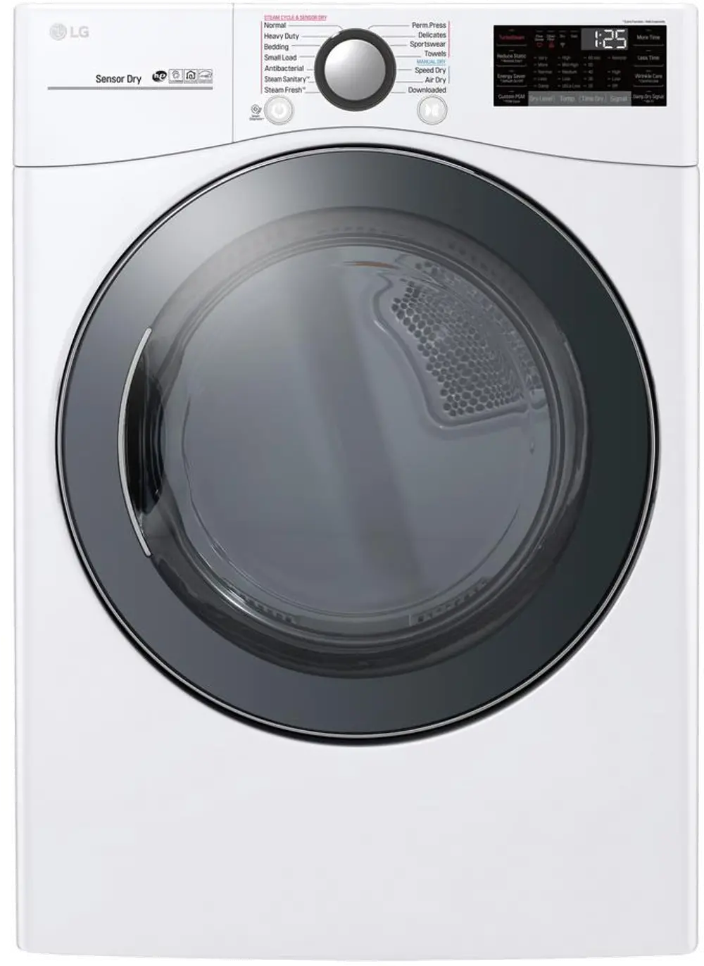 DLEX3900W LG Smart WiFi Enabled Electric Dryer with TurboSteam - 7.4 cu. ft.  White-1