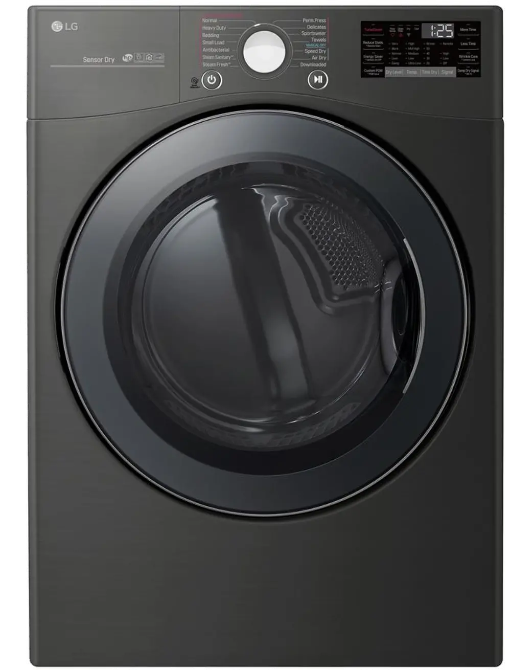 DLEX3900B LG Smart WiFi Enabled Electric Dryer with TurboSteam - 7.4 cu. ft. Black Steel-1