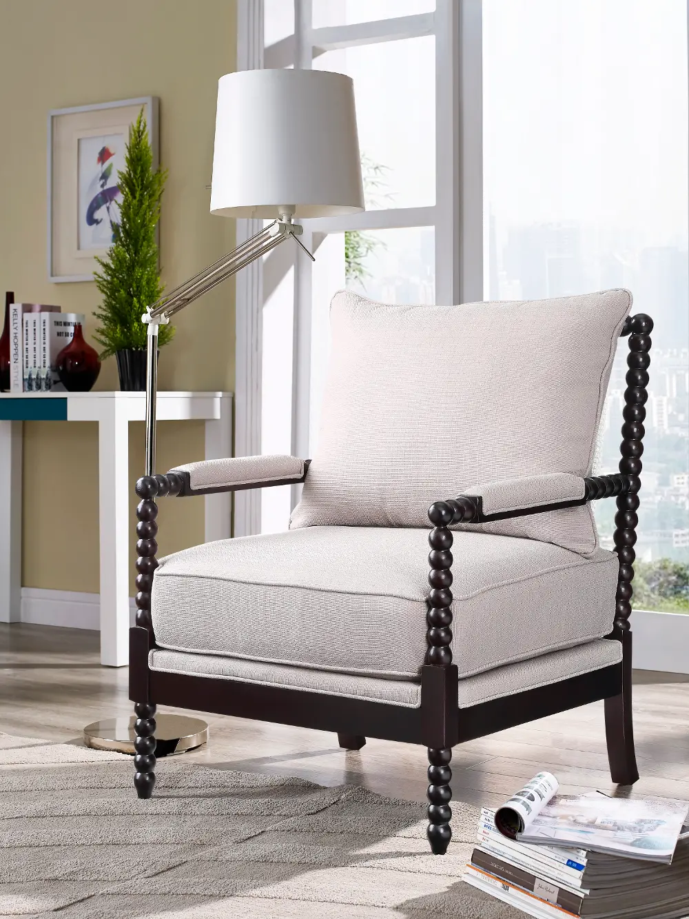 LCH-LODKU2222 Casual Traditional Beige Accent Chair - Lawrence-1