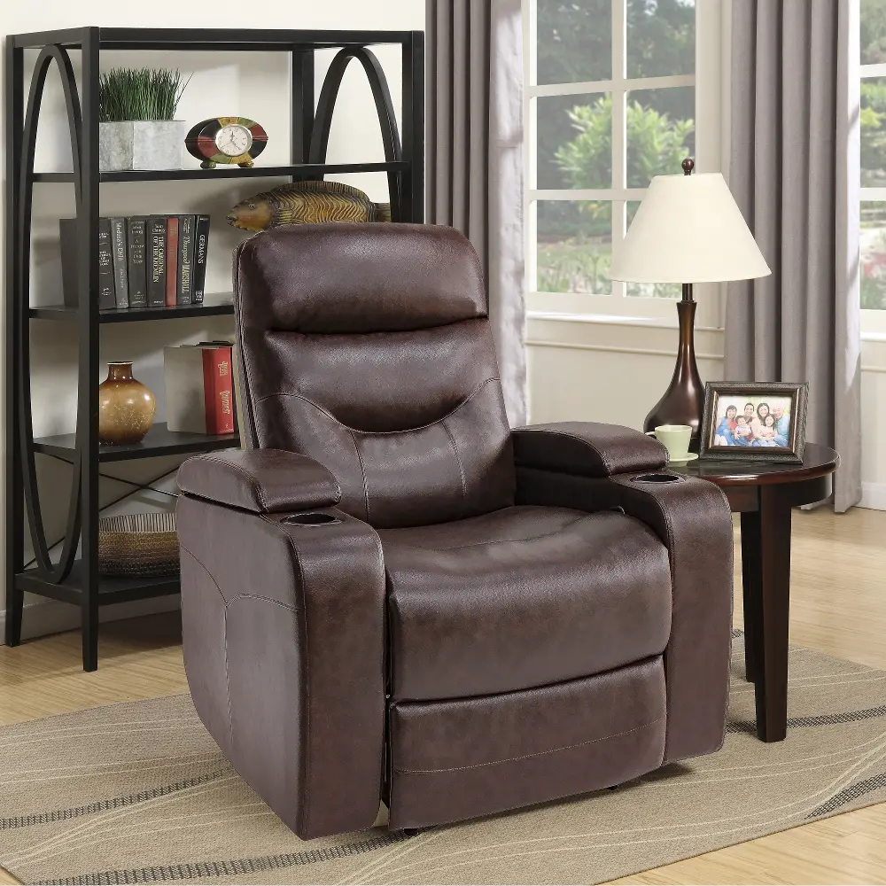RA-SPRCP3003 Java Brown Relax A Lounger Faux Leather Recliner - Spencer-1