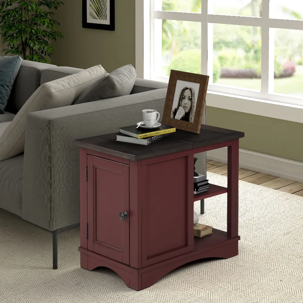 Rustic Cranberry Red Side Table - Americana-1