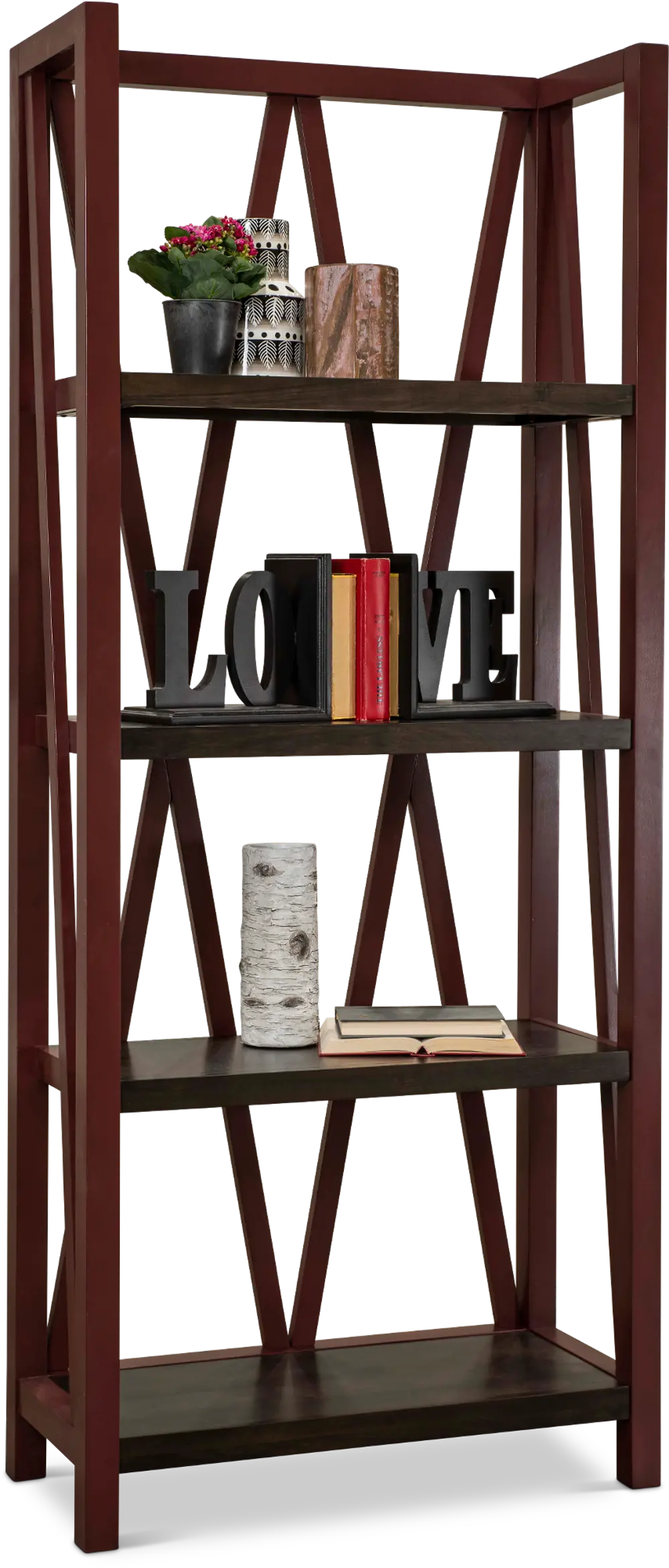Amy Cranberry Red Bookcase-1